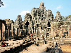 Asia River Cruise - interior of Angkor Wat Temple, Cambodia