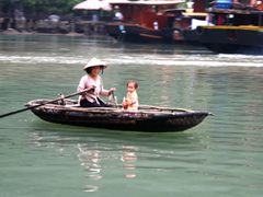 A row boat on Ha Long Bay